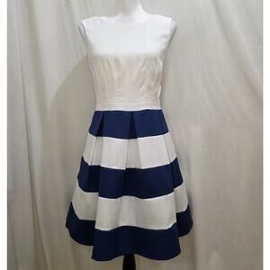 Forever 21 Navy Blue White Tulle Petticoat Striped Sleeveless Dress, Size Medium